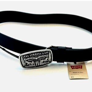 Levi's Men's Size 38 Made in Italy Belt 100% Cow Leather Black New